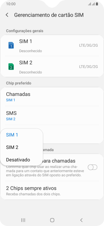 Pressione a configuração desejada. Pressione a configuração desejada.