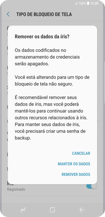 Pressione REMOVER DADOS. Pressione REMOVER DADOS.