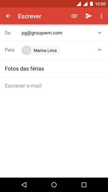 Pressioneo campo de escrever, e escreva o texto do seu e-mail. Pressioneo campo de escrever, e escreva o texto do seu e-mail.
