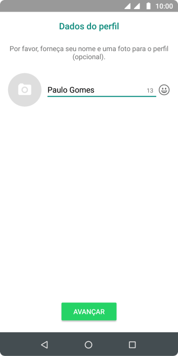 Digite o nome do usuário, e pressione AVANÇAR. Digite o nome do usuário, e pressione AVANÇAR.