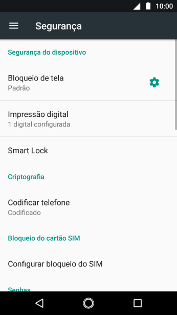 Pressione Bloqueio de tela, e digite o código de bloqueio atual. Pressione Bloqueio de tela, e digite o código de bloqueio atual.