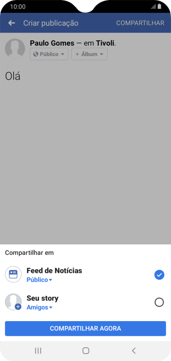 Pressione o campo ao lado das configurações desejadas. Pressione o campo ao lado das configurações desejadas.
