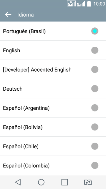 Pressione o idioma desejado. Pressione o idioma desejado.