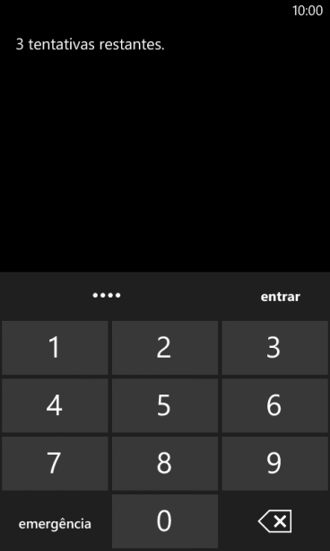 Digite um código PIN de quatro cifras e pressione entrar. O código PIN padrão é 1010. Digite um código PIN de quatro cifras e pressione entrar. O código PIN padrão é 1010.