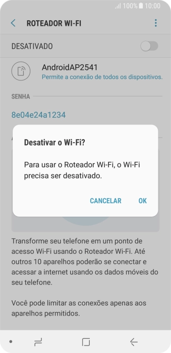 Se o Wi-Fi estiver ativado você deve pressionar OK. Se o Wi-Fi estiver ativado você deve pressionar OK.