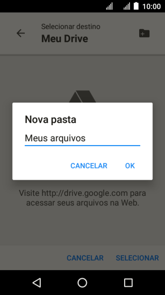 Digite o nome da pasta desejada, e pressione OK. Digite o nome da pasta desejada, e pressione OK.