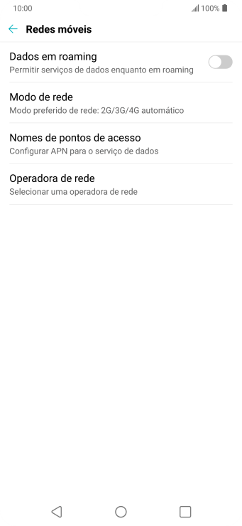Pressione Nomes de pontos de acesso. Pressione Nomes de pontos de acesso.