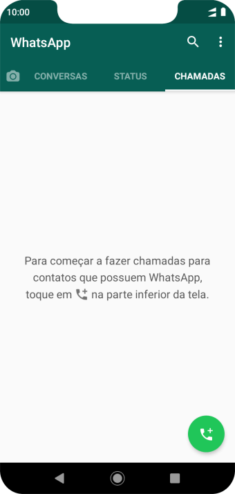 Pressione o ícone de nova chamada. Pressione o ícone de nova chamada.