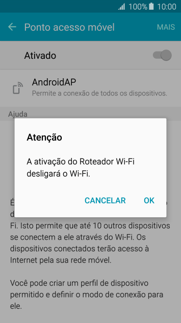 Se o Wi-Fi estiver ativado você deve pressionar OK. Se o Wi-Fi estiver ativado você deve pressionar OK.