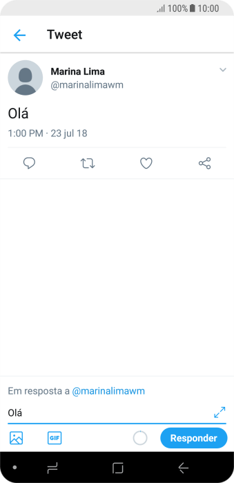Escreva a resposta desejada, e pressione Responder. Escreva a resposta desejada, e pressione Responder.
