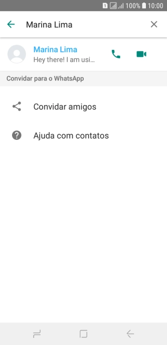 Pressione o ícone de chamada de voz para realizar uma chamada de voz para o contato. Pressione o ícone de chamada de voz para realizar uma chamada de voz para o contato.