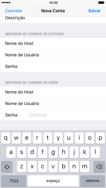 Pressione Senha e digite a senha da sua conta e-mail. Pressione Senha e digite a senha da sua conta e-mail.