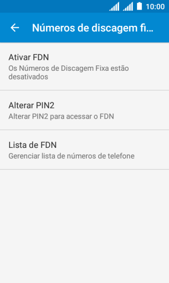 Pressione Ativar FDN para ativar os números de discagem fixa. Pressione Ativar FDN para ativar os números de discagem fixa.