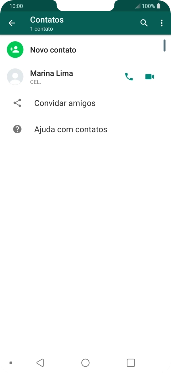 Pressione o ícone de busca, e digite as primeiras letras do nome do contato. Pressione o ícone de busca, e digite as primeiras letras do nome do contato.