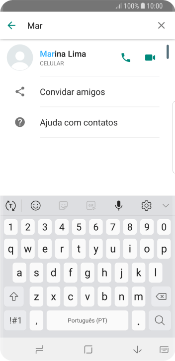 Pressione o ícone de chamada de voz para realizar uma chamada de voz para o contato. Pressione o ícone de chamada de voz para realizar uma chamada de voz para o contato.