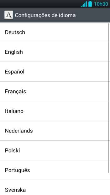 Pressione o idioma desejado. Pressione o idioma desejado.