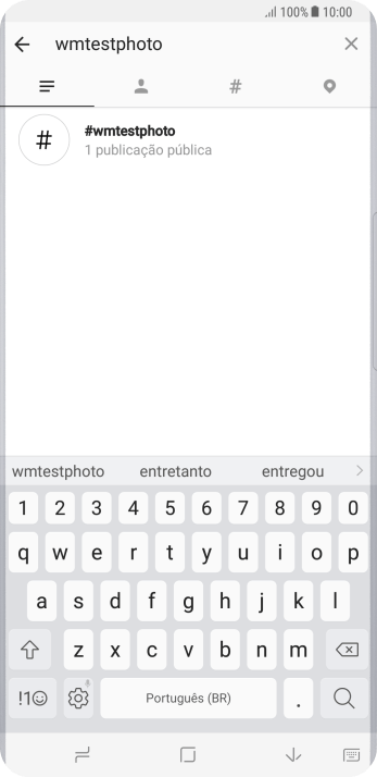 Pressione o hashtag desejado, e navegue até o post desejado. Pressione o hashtag desejado, e navegue até o post desejado.