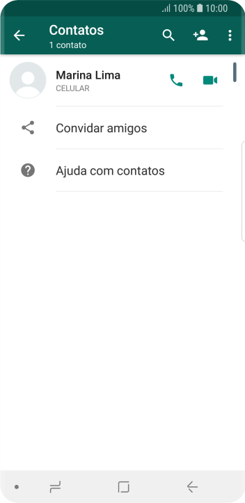 Pressione o ícone de busca, e digite as primeiras letras do nome do contato. Pressione o ícone de busca, e digite as primeiras letras do nome do contato.