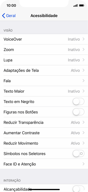Pressione Fala, e siga as indicações da tela para selecionar as configurações desejadas. Pressione Fala, e siga as indicações da tela para selecionar as configurações desejadas.