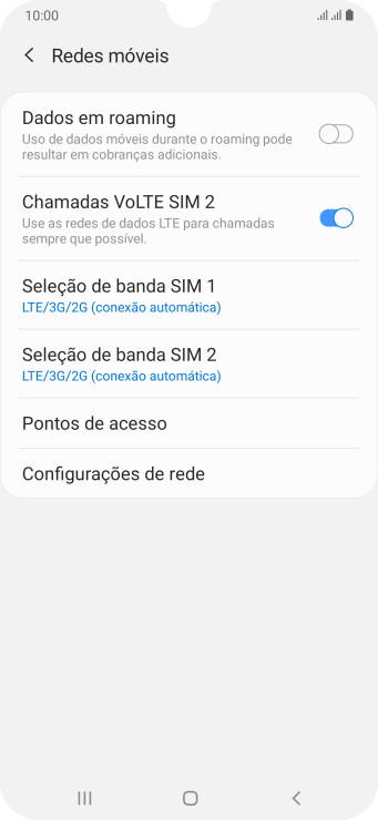 Pressione Seleção de banda ‹SIM›. Pressione Seleção de banda ‹SIM›.