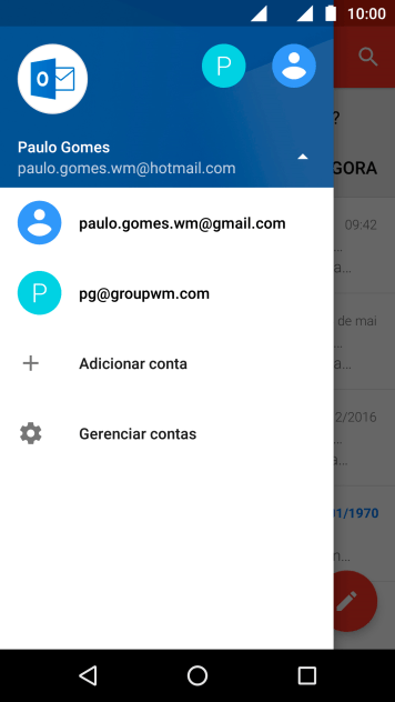 Pressione a conta de e-mail desejada. Pressione a conta de e-mail desejada.