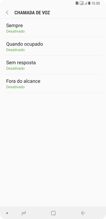Pressione o tipo de encaminhamento desejado. Pressione o tipo de encaminhamento desejado.