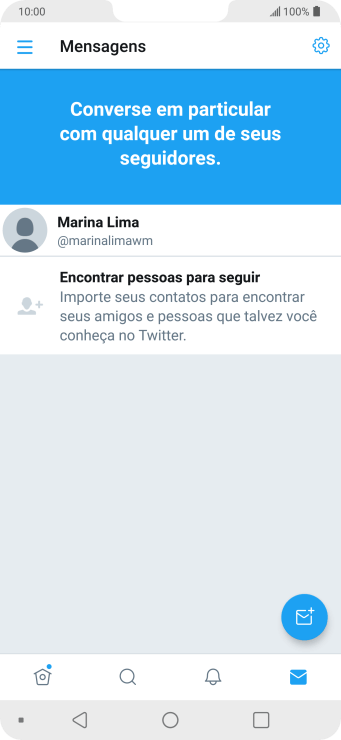 Pressione o ícone de nova mensagem. Pressione o ícone de nova mensagem.