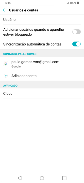 Pressione Adicionar conta. Pressione Adicionar conta.