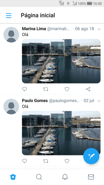 Pressione o ícone de novo tweet. Pressione o ícone de novo tweet.