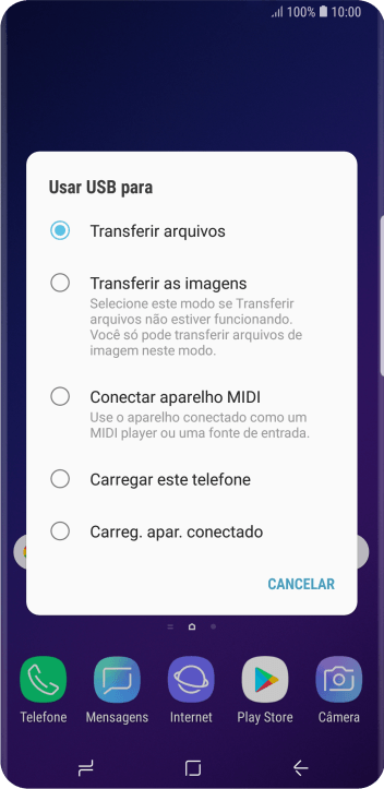 Pressione Transferir arquivos para ativar a função. Pressione Transferir arquivos para ativar a função.