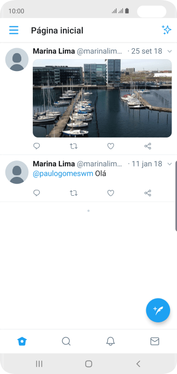 Pressione o ícone de novo tweet. Pressione o ícone de novo tweet.