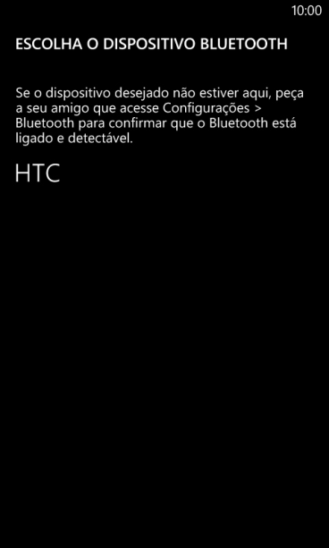 Pressione o dispositivo Bluetooth desejado, e aguarde um instante enquanto o arquivo é transferido. Pressione o dispositivo Bluetooth desejado, e aguarde um instante enquanto o arquivo é transferido.
