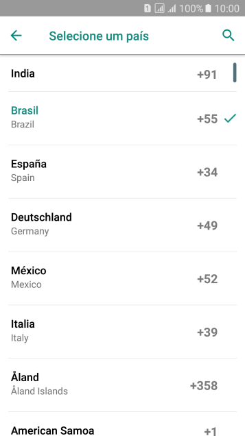 Pressione o país desejado. Pressione o país desejado.