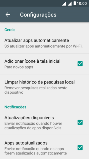 Pressione Atualizar apps automaticamente. Pressione Atualizar apps automaticamente.