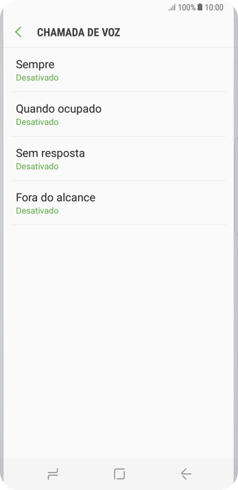 Pressione o tipo de encaminhamento desejado. Pressione o tipo de encaminhamento desejado.