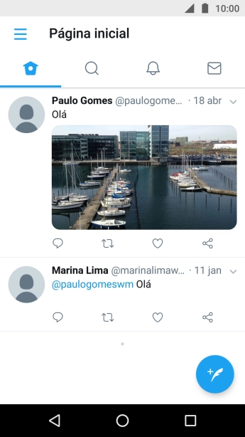 Pressione o ícone de novo tweet. Pressione o ícone de novo tweet.