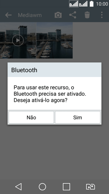 Se o Bluetooth estiver desativado, você deve pressionar Sim para ativá-lo. Se o Bluetooth estiver desativado, você deve pressionar Sim para ativá-lo.