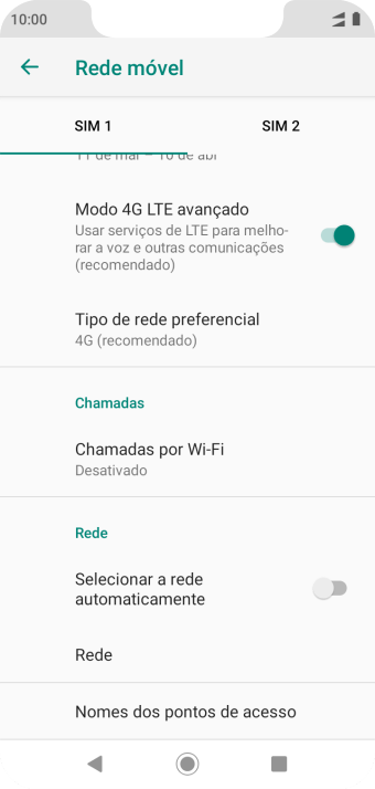Se você quiser selecionar a rede automaticamente, deve pressionar o indicador ao lado de Se você quiser selecionar a rede automaticamente, deve pressionar o indicador ao lado de