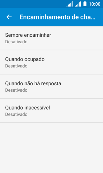 Pressione o tipo de encaminhamento desejado. Pressione o tipo de encaminhamento desejado.