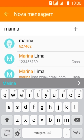 Pressione o contato desejado. Pressione o contato desejado.