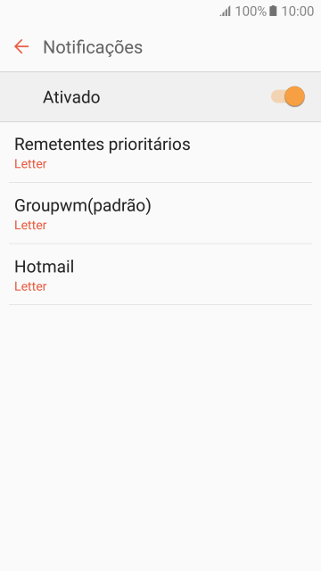 Pressione a conta de e-mail desejada. Pressione a conta de e-mail desejada.