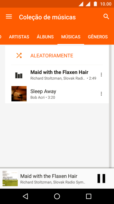 Pressione o título da música abaixo na tela. Pressione o título da música abaixo na tela.