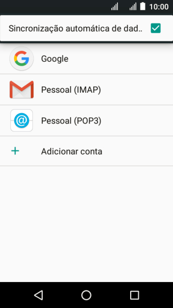 Pressione Sincronização automática de dad.. para ativar ou desativar a função. Pressione Sincronização automática de dad.. para ativar ou desativar a função.