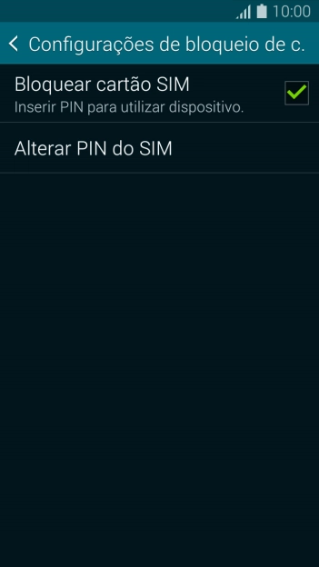 Pressione Bloquear cartão SIM para ativar ou desativar a função. Pressione Bloquear cartão SIM para ativar ou desativar a função.
