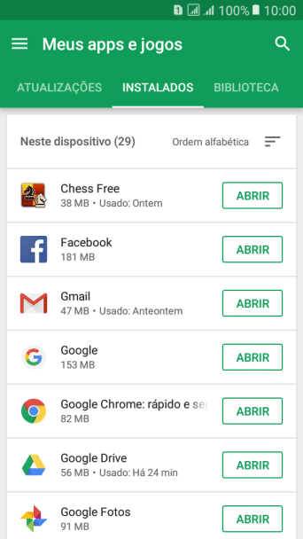 Pressione o app desejado. Pressione o app desejado.