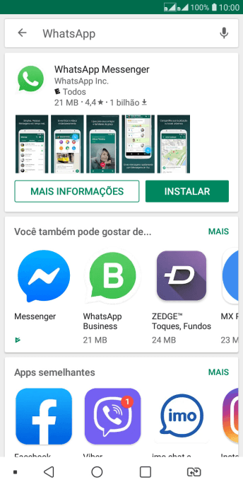 Pressione WhatsApp Messenger. Pressione WhatsApp Messenger.
