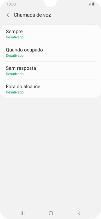 Pressione o tipo de encaminhamento desejado. Pressione o tipo de encaminhamento desejado.