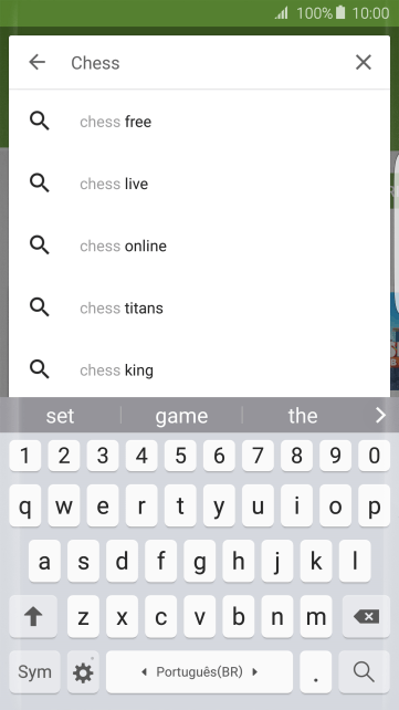 Insira o nome ou assunto do app desejado, e pressione o ícone de busca. Insira o nome ou assunto do app desejado, e pressione o ícone de busca.