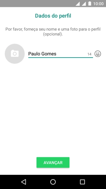 Digite o nome do usuário, e pressione AVANÇAR. Digite o nome do usuário, e pressione AVANÇAR.