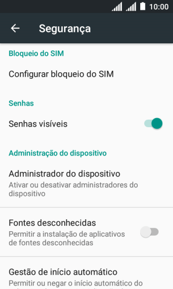 Pressione Configurar bloqueio do SIM. Pressione Configurar bloqueio do SIM.